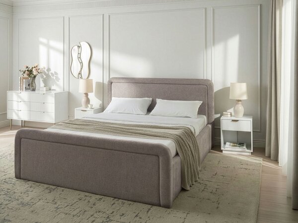 Postel s úložným prostorem Tkanina VIVIERS 160 x 200 cm Taupe