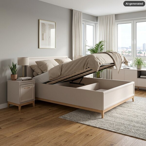 Manželská postel s úložným prostorem 140x200 ELLENSBURG - kašmír