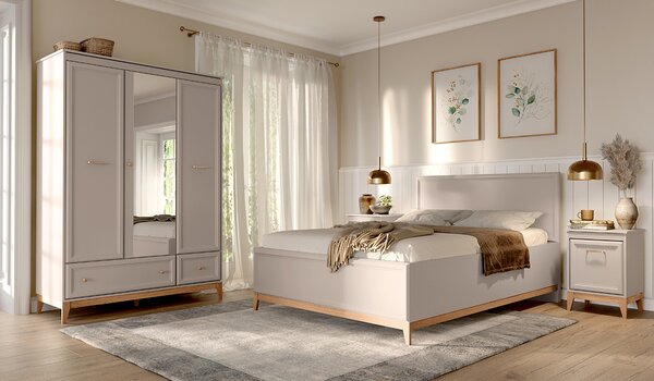Manželská postel s úložným prostorem 140x200 ELLENSBURG - kašmír
