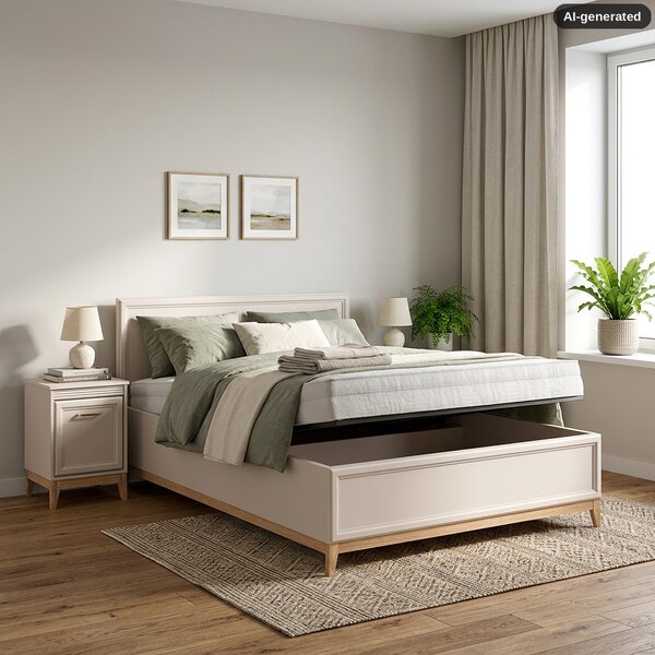 Manželská postel s úložným prostorem 140x200 ELLENSBURG - kašmír