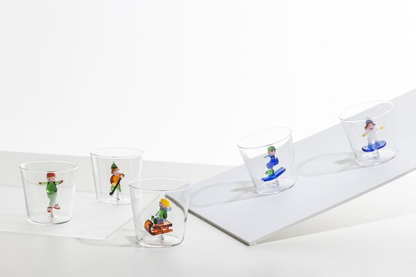 Ichendorf Milano designové sklenice na vodu Snow Games Tumbler Bear And Snowboarding