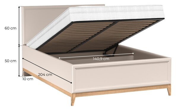 Manželská postel s úložným prostorem 140x200 ELLENSBURG - kašmír