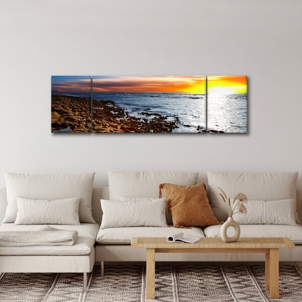 Obraz - Racek letící nad pobrežím (170x50 cm)