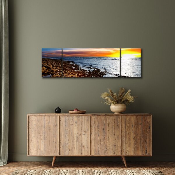 Obraz - Racek letící nad pobrežím (170x50 cm)