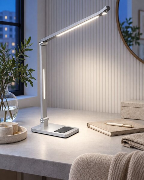 LED stolní lampa LEPUS se senzorem pohybu Stříbrná