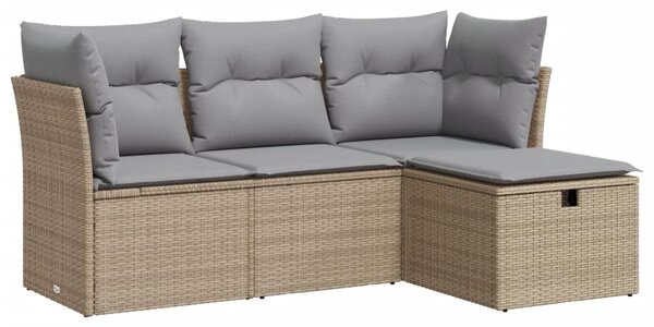 4dílná zahradní sedací souprava s poduškami béžová polyratan 3325255