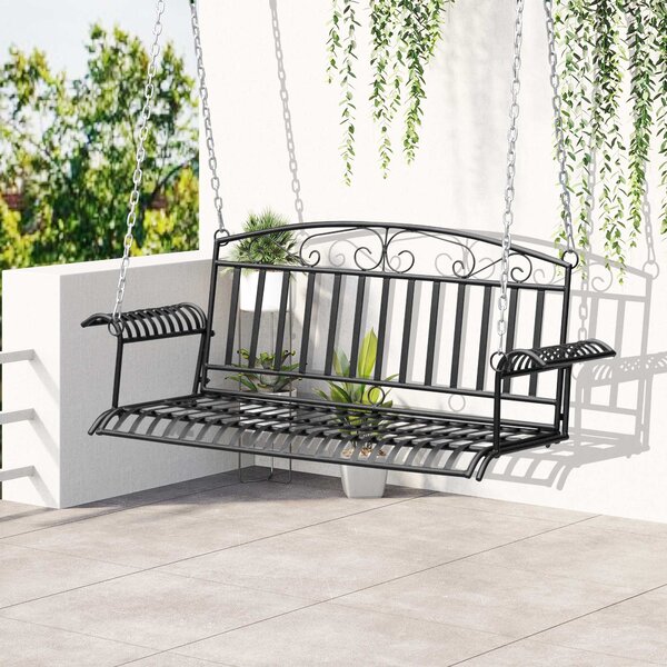 Závěsná zahradní lavice pro 2 osoby Outsunny - 137D x 58Š x 52V cm, černá | Aosom