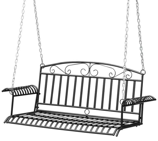 Závěsná zahradní lavice pro 2 osoby Outsunny - 137D x 58Š x 52V cm, černá | Aosom