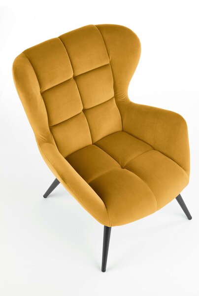 Designové křeslo Halmar TYRION hořčicová s područkami a kovovými nohami
