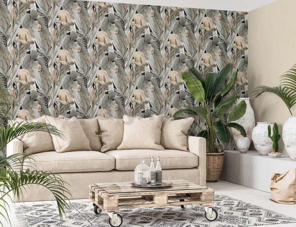 Vliesové tapety na zeď Spirit of Jungle 47417, rozměr 10,05 m x 0,53 m, flóra sépie, MARBURG