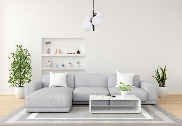 Černo-bílé závěsné svítidlo se skleněným stínidlem ø 15 cm Forte – Squid Lighting