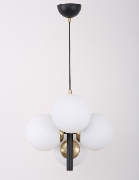 Černo-bílé závěsné svítidlo se skleněným stínidlem ø 15 cm Forte – Squid Lighting