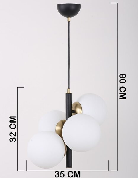 Černo-bílé závěsné svítidlo se skleněným stínidlem ø 15 cm Forte – Squid Lighting