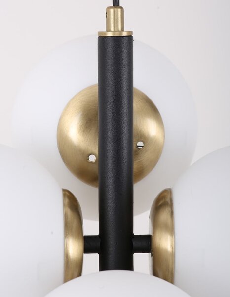 Černo-bílé závěsné svítidlo se skleněným stínidlem ø 15 cm Forte – Squid Lighting