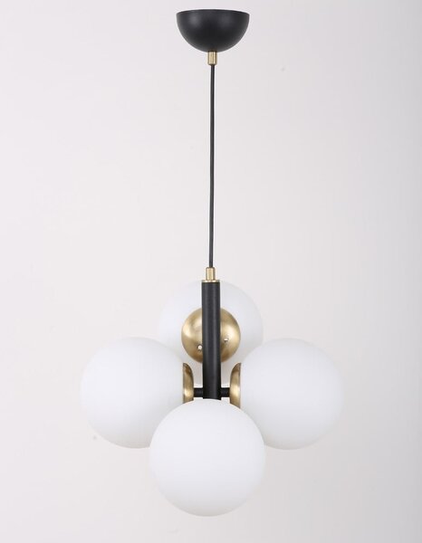 Černo-bílé závěsné svítidlo se skleněným stínidlem ø 15 cm Forte – Squid Lighting