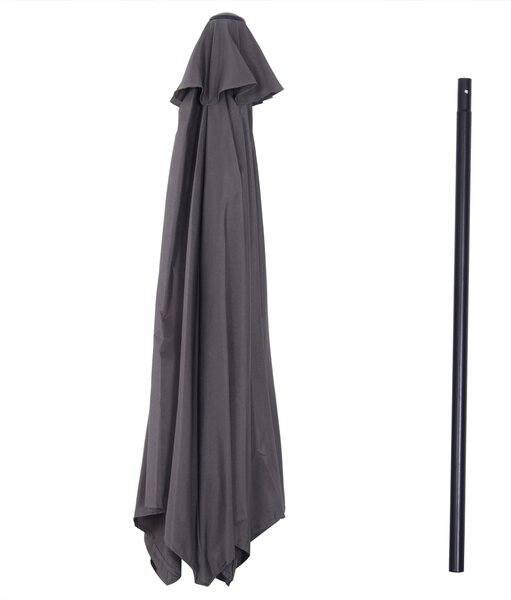 Zahradní slunečník Outsunny z hliníku Ø260x235 cm s naklápěcí konstrukcí, klikou a 6 kovovými tyčemi - Šedý | Aosom