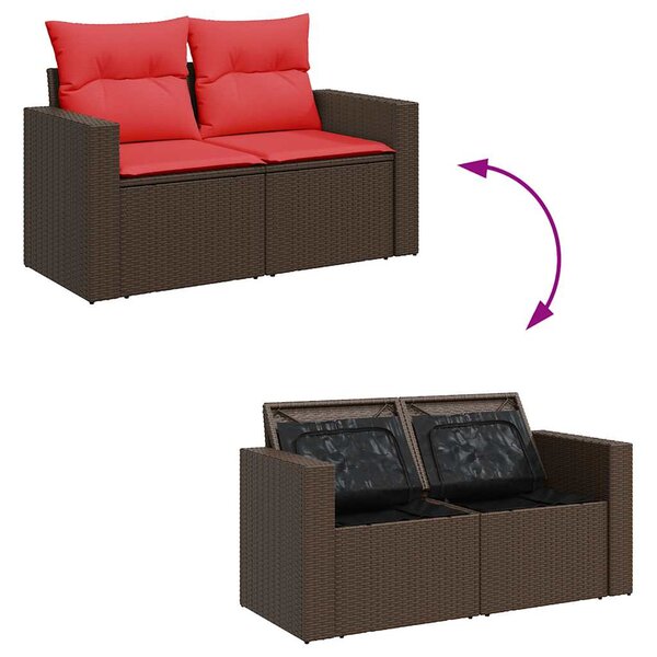 8dílná zahradní sedací souprava s poduškami hnědá polyratan 3325440