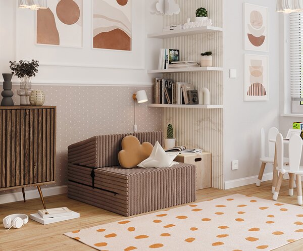 Rozkládací pohovka SUZI HNĚDÁ SZTRUKS 70x200 výška 14 cm