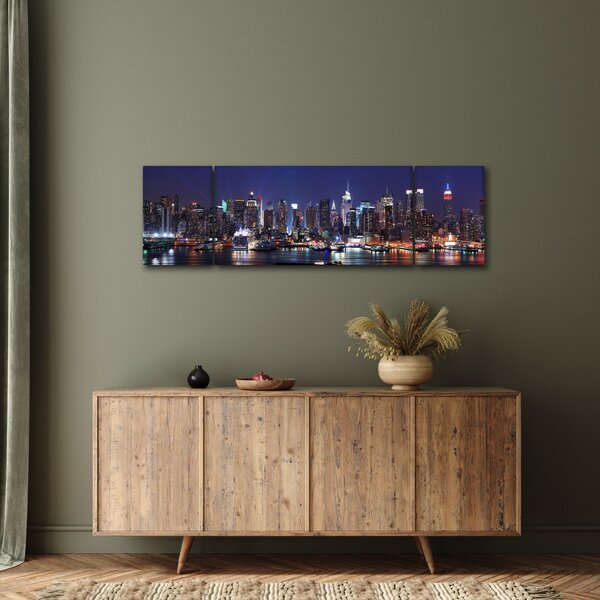 Obraz - Osvětlené New Yorské mrakodrapy (170x50 cm)