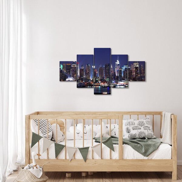 Obraz - Osvětlené New Yorské mrakodrapy (125x70 cm)