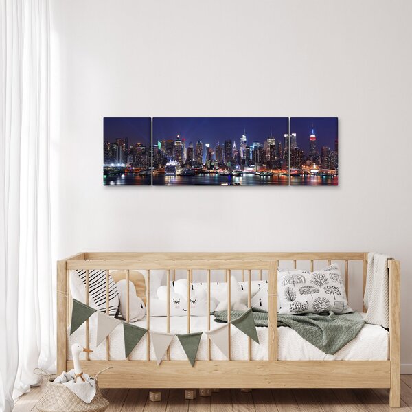 Obraz - Osvětlené New Yorské mrakodrapy (170x50 cm)