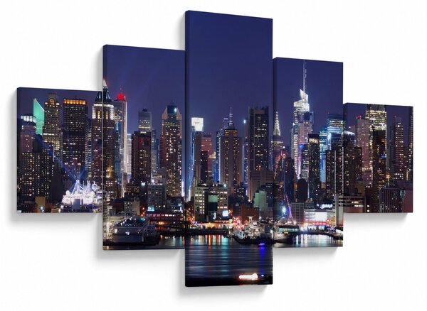 Obraz - Osvětlené New Yorské mrakodrapy (125x70 cm)