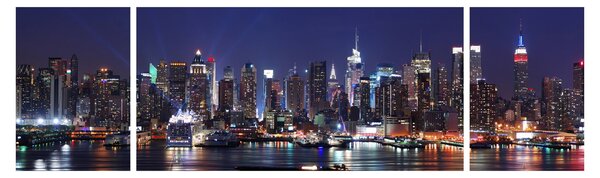 Obraz - Osvětlené New Yorské mrakodrapy (170x50 cm)