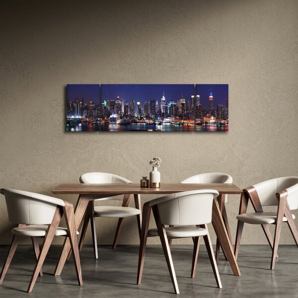 Obraz - Osvětlené New Yorské mrakodrapy (170x50 cm)