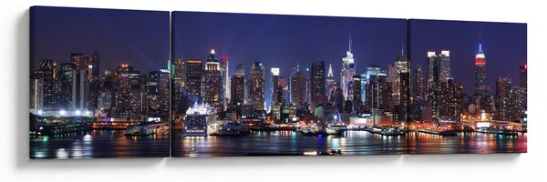 Obraz - Osvětlené New Yorské mrakodrapy (170x50 cm)