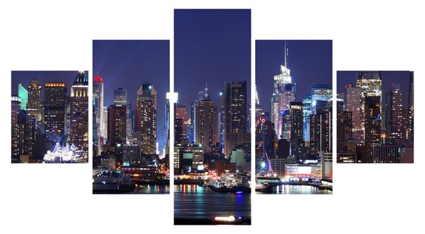 Obraz - Osvětlené New Yorské mrakodrapy (125x70 cm)