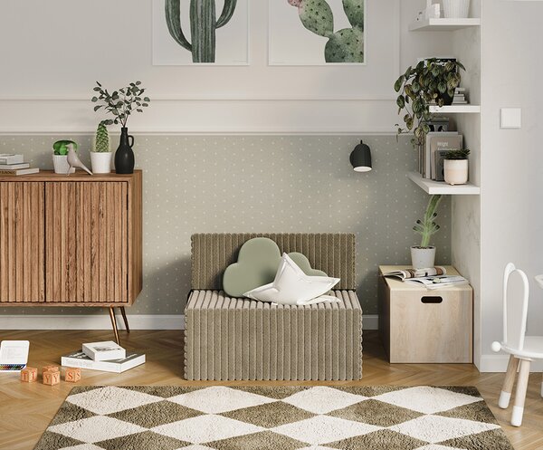 Rozkládací pohovka SUZI OLIVOVĚ ZELENÁ SZTRUKS 70x200 výška 14 cm