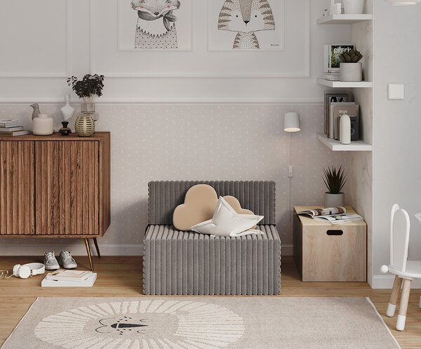 Rozkládací pohovka SUZI TMAVĚ ŠEDÁ SZTRUKS 70x200 výška 14 cm