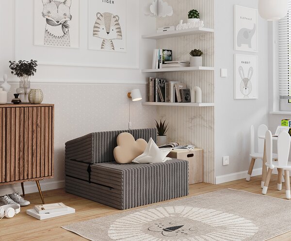 Rozkládací pohovka SUZI TMAVĚ ŠEDÁ SZTRUKS 70x200 výška 14 cm