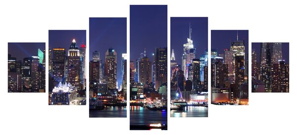 Obraz - Osvětlené New Yorské mrakodrapy (210x100 cm)