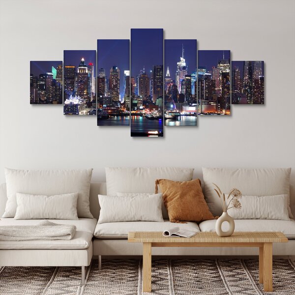 Obraz - Osvětlené New Yorské mrakodrapy (210x100 cm)