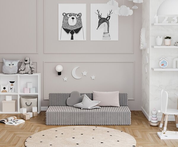 Rozkládací pohovka SUZI TMAVĚ ŠEDÁ SZTRUKS 120x200 výška 9 cm