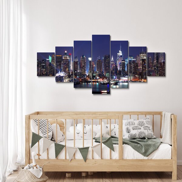 Obraz - Osvětlené New Yorské mrakodrapy (210x100 cm)