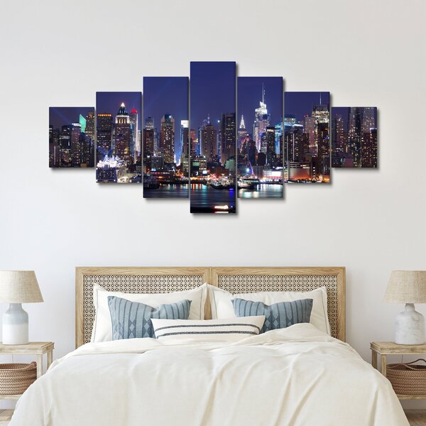 Obraz - Osvětlené New Yorské mrakodrapy (210x100 cm)