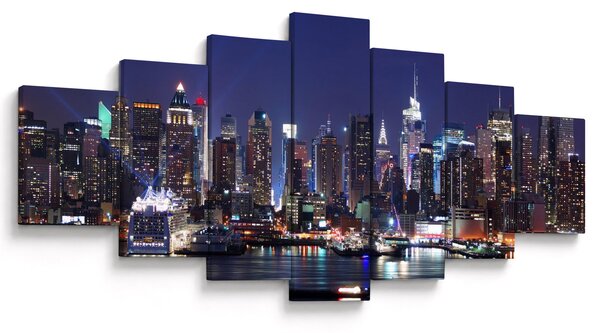 Obraz - Osvětlené New Yorské mrakodrapy (210x100 cm)