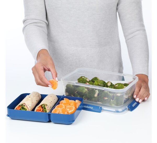 Sistema Dělený vodotěsný box na jídlo To Go STAX, 2,2 l, modrá