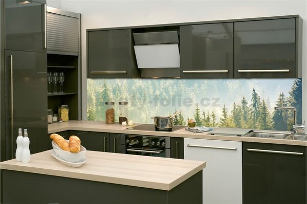 Samolepící tapety za kuchyňskou linku, rozměr 260 cm x 60 cm, mlha nad lesem, DIMEX KI-260-141