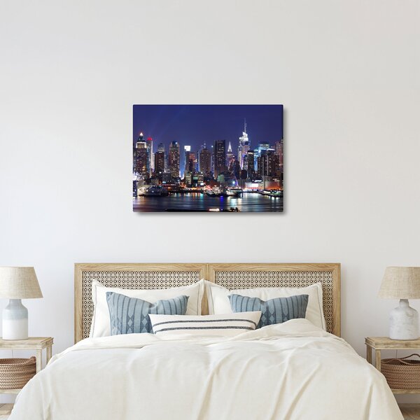 Obraz - Osvětlené New Yorské mrakodrapy (70x50 cm)