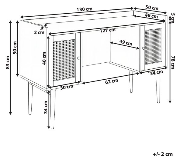 Pracovní stůl RATANA 130 cm 50 cm Světle hnědá