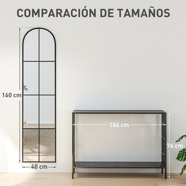 HOMCOM Dekorativní Nástěnné Zrcadlo 40x160 cm Okenní Zrcadlo pro Obývací Pokoj, Ložnici, Předsíň Moderní Styl Černé | Aosom