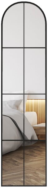 HOMCOM Dekorativní Nástěnné Zrcadlo 40x160 cm Okenní Zrcadlo pro Obývací Pokoj, Ložnici, Předsíň Moderní Styl Černé | Aosom
