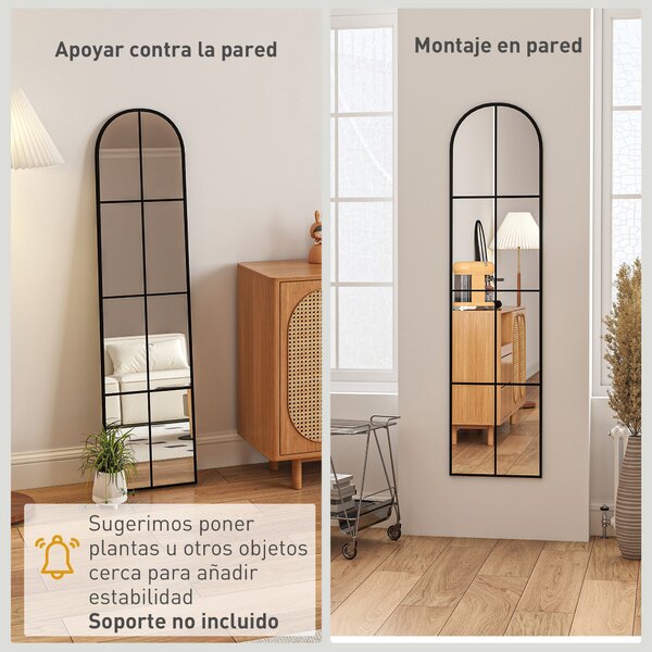 HOMCOM Dekorativní Nástěnné Zrcadlo 40x160 cm Okenní Zrcadlo pro Obývací Pokoj, Ložnici, Předsíň Moderní Styl Černé | Aosom