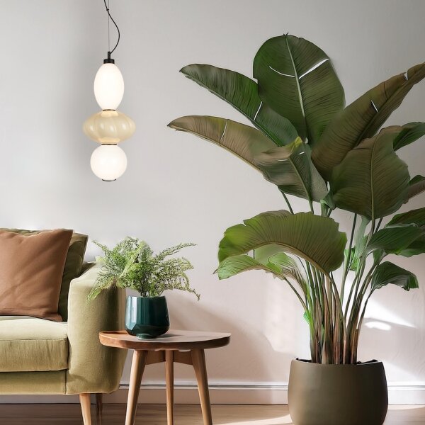 LED Lustr na lanku ASCOLI LED/18W/230V pr. 20 cm béžová
