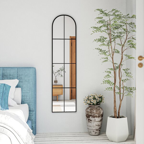 HOMCOM Dekorativní Nástěnné Zrcadlo 40x160 cm Okenní Zrcadlo pro Obývací Pokoj, Ložnici, Předsíň Moderní Styl Černé | Aosom