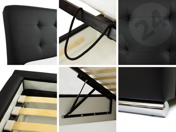 Čalouněná manželské postel Pilatus, Rozměr postele: 180 x 200 cm, Barva:: ekokůže Soft 011 (černá) Mirjan24 5902928218701