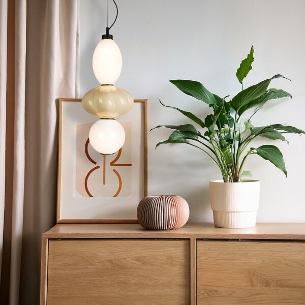 LED Lustr na lanku ASCOLI LED/18W/230V pr. 20 cm béžová